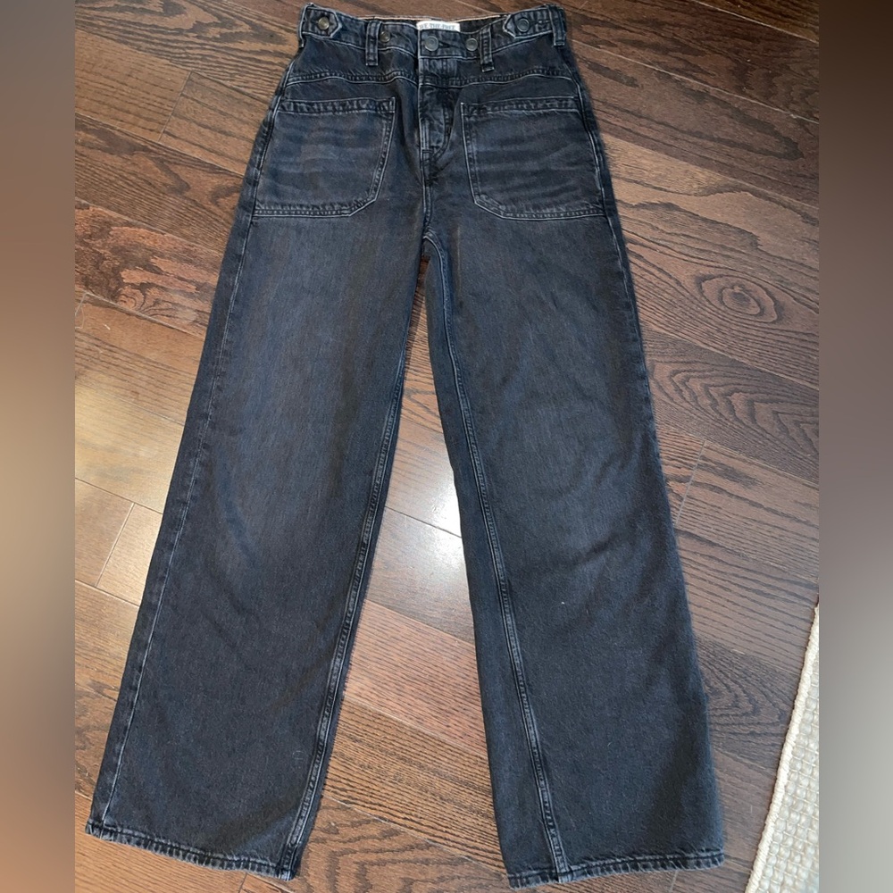 Free People Waist Detail Wide Leg Jeans 25